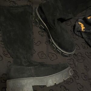 Black Suede Platform Boots